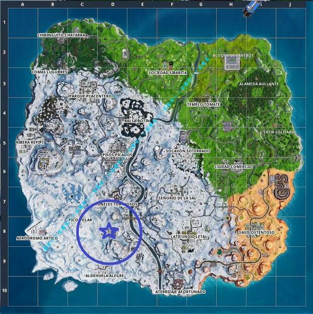 Fortnite battle royale - Nevada 9: localización de la estrella
