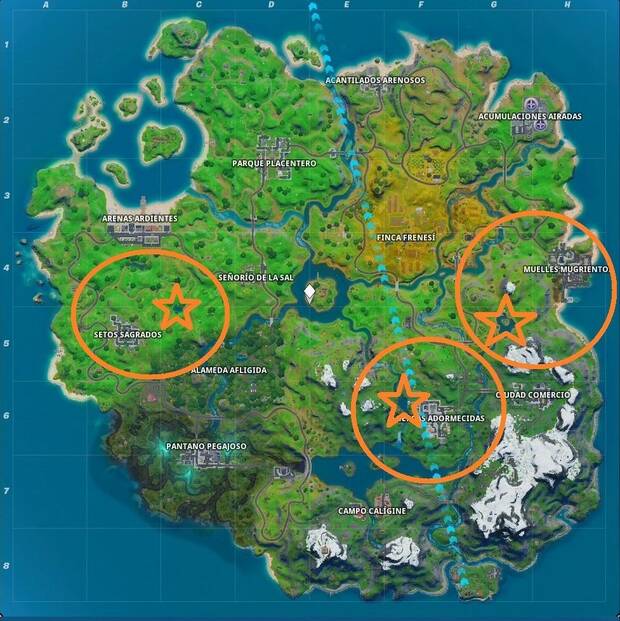 Fortnite Battle Royale - Ubicación de Lago Canoa, Albercas Adormecidas y Estanque de pescaos