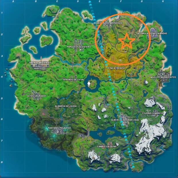 Fortnite Battle Royale - Encuentra el gnomo entre el campo de repollos, la pista de carreras y la señal de la granja