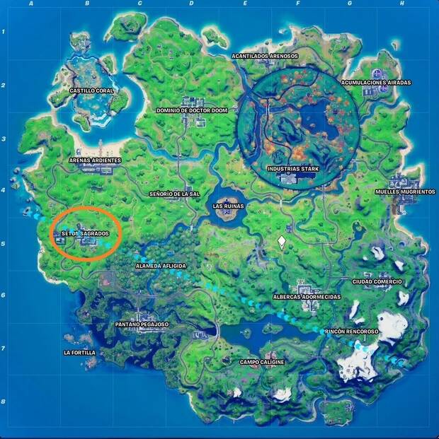 Fortnite - Desafíos de la Semana 9: ubicación de Setos Sagrados