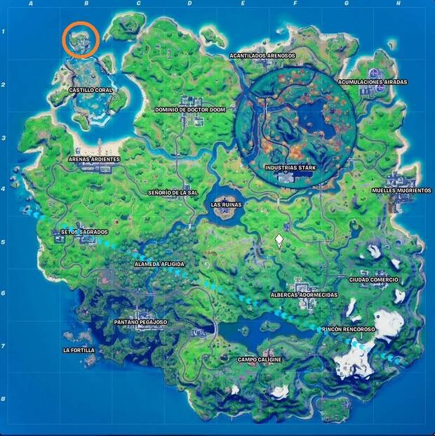 Fortnite - Desafíos de la Semana 9: ubicación de Telliz de Tiburoncín