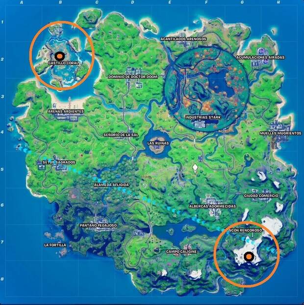 Fortnite - Puntos más alto y más bajo de la isla