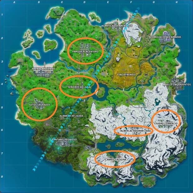 Fortnite Battle Royale - Localización de los árboles de navida