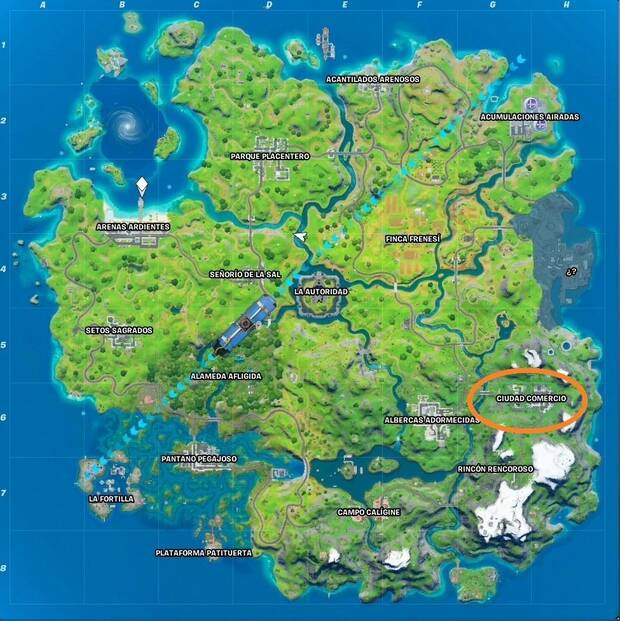 Fortnite Battle Royale - Ubicación de Ciudad Comercio