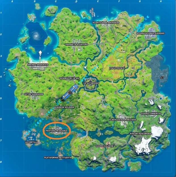 Fortnite Battle Royale - Ubicación de Pantano Pegajoso