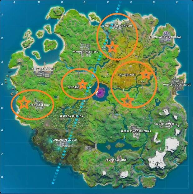 Fortnite - Inflige daño con surtidores explosivos: localización de los surtidores