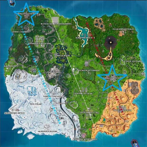 Fortnite Battle Royale - Registra cofres en Ciudad Comercio o Chiringuito Chatarra