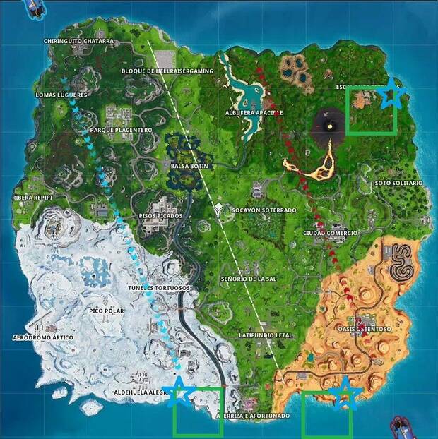 Fortnite Battle Royale - Visita una cara gigante en el desierto, la jungla y la nieve