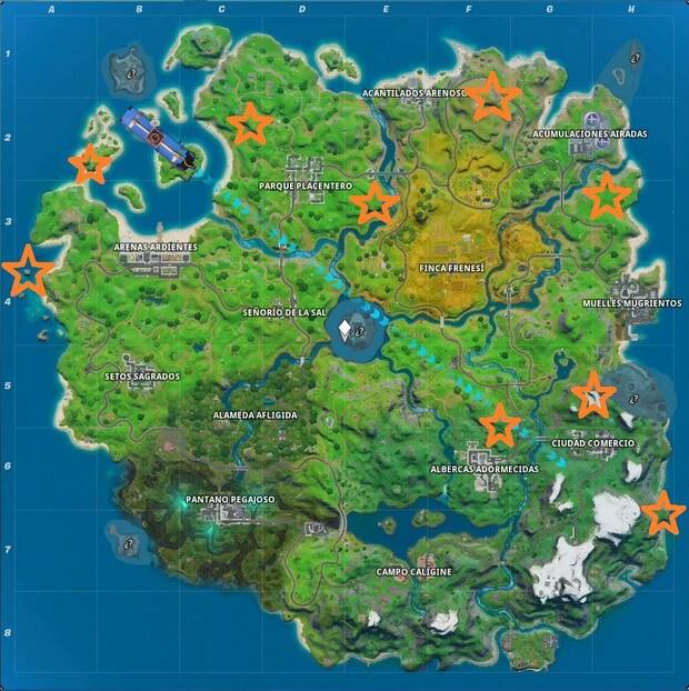 Fortnite Battle Royale - Mapa con las espadas de Skye