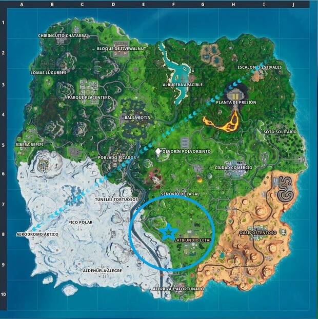 Fortnite - Busca entre un teléfono, una colina y nosequé: zona de búsqueda
