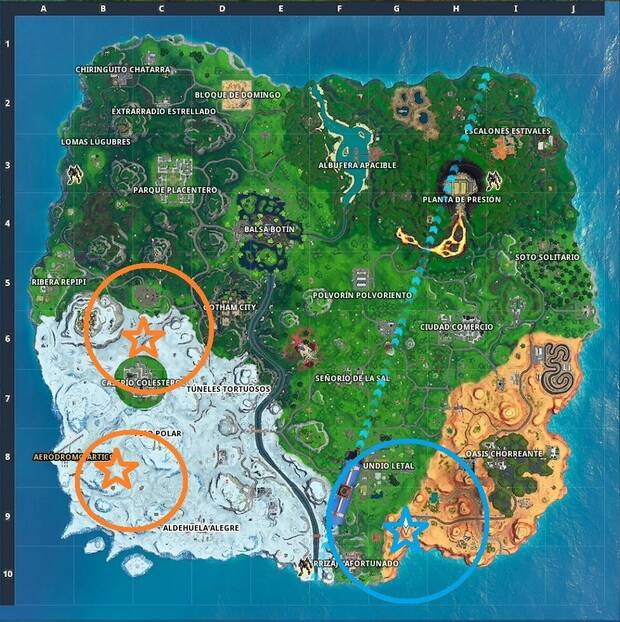 Fortnite Battle Royale - Aterriza en dianas distintas: localización de las dianas