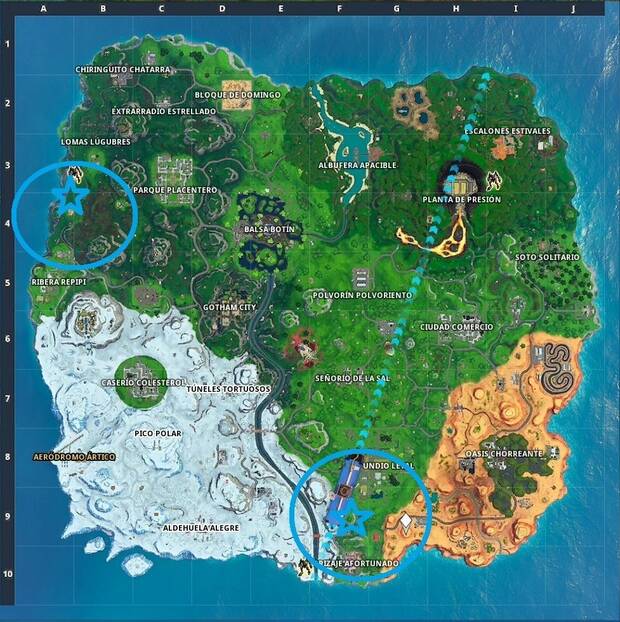 Fortnite Battle Royale - Campos de tiro: localización