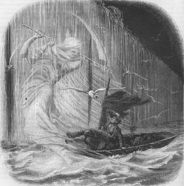 ¿Quiénes son Verna y Arthur en La caída de la Casa Usher?: ilustración del final de La narración de Arthur Gordon Pym
