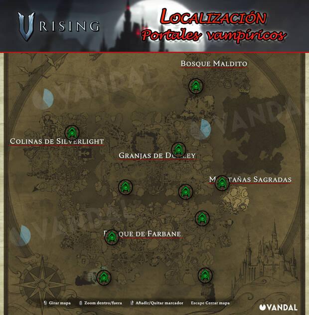 V Rising - Mapa con localizaciones de portales de teletransporte