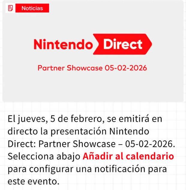 Nintendo Direct confirmado para el 5 de febrero