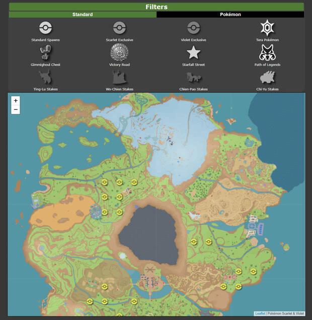 Pokémon Escarlata y Púrpura - Mapa interactivo de la región de Paldea de Serebii