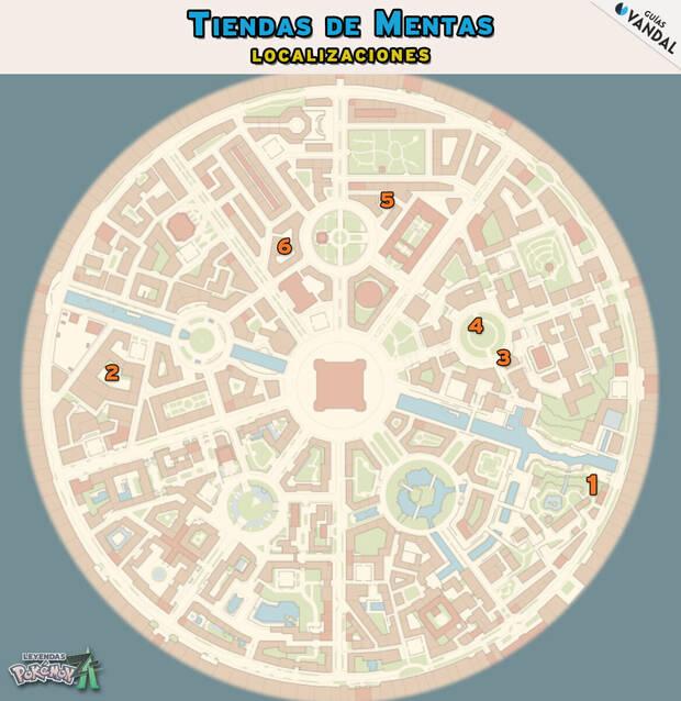 Leyendas Pokmon Z-A - Localizacin en el mapa de todos los puestos que venden Mentas