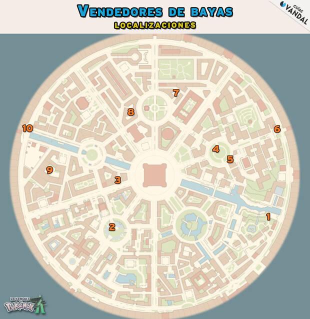 Leyendas Pokémon Z-A - Mapa con la localización de todos los puestos de bayas