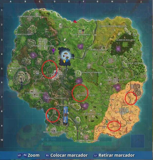 Fortnite Battle Royale - LOcalización de los radares