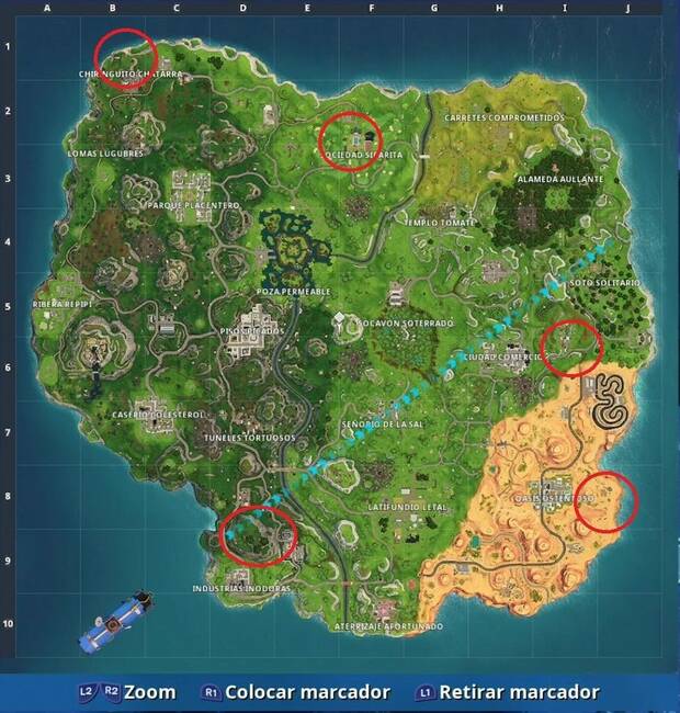 Fortnite Battle Royale - Pruebas contrarrreloj de vehículos: localización