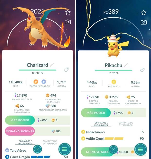 Para celebrar el sexto aniversario del juego, Ninantic organizó del 6 al 12 de julio un evento específico con algunos de sus Pokémon estrella ataviados con un simpático gorrito (a la izquierda), como en otras ocasiones.