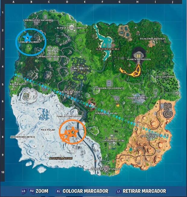 Fortnite - Localización de la estatua del murciélago, la piscina y el asiento