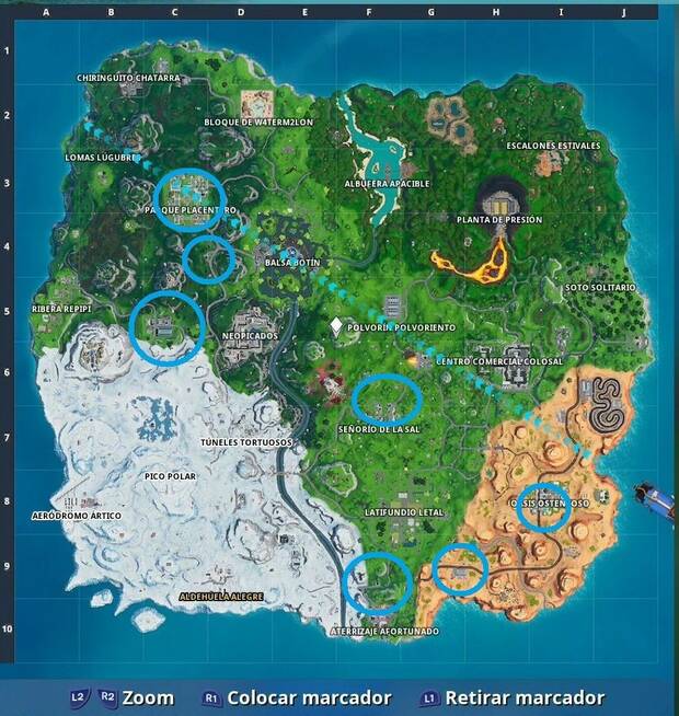 Fortnite - Localización de las gasolineras