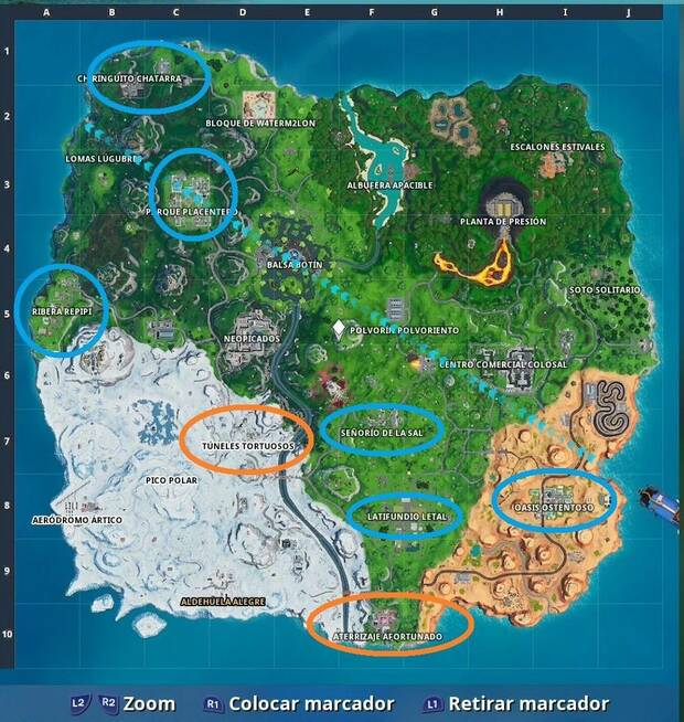 Fortnite - Zonas para hacer grafitis
