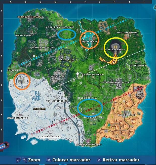 Fortnite - Localización de los puntos de recursos