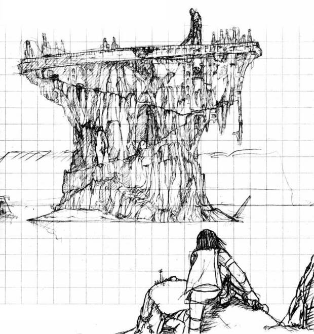 Boceto del escenario para uno de los enfrentamientos.