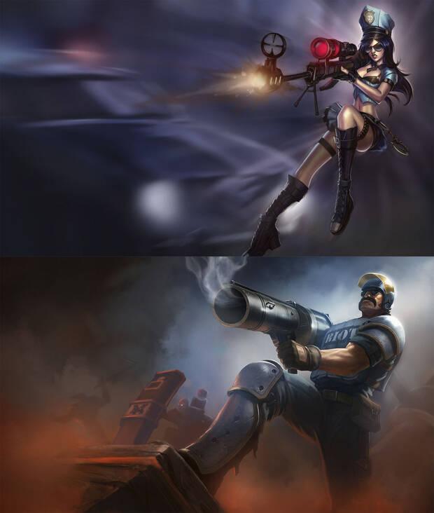 La misma skin puede tener un aspecto muy diferente en personajes masculinos y femeninos de 'League of Legends', como esta de polic�a de Caitlyn y Graves. 