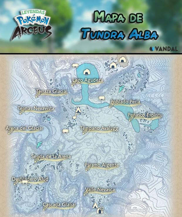 Leyendas Pokémon: Arceus - Mapa y características principales de Tundra Alba