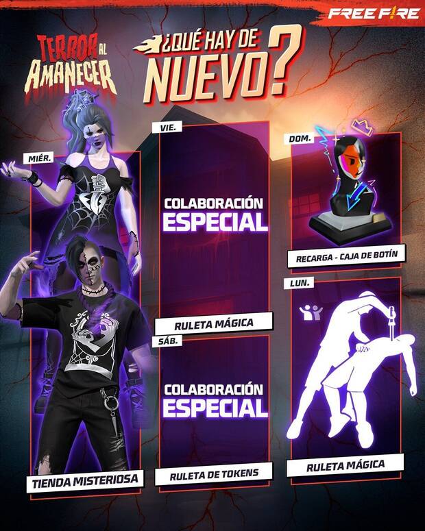 Nueva agenda semanal de Free Fire MAX del 22 al 28 de octubre de 2025