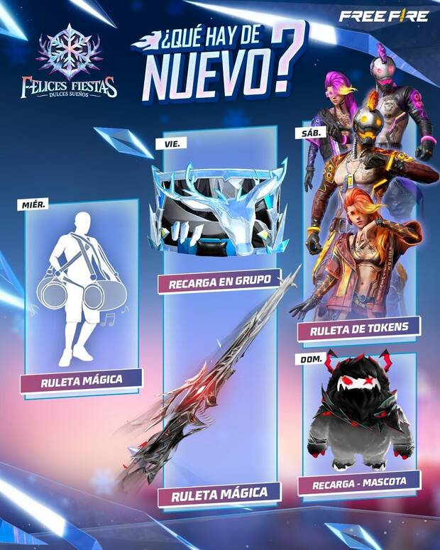 Nueva agenda semanal de Free Fire MAX del 10 al 16 de diciembre de 2025