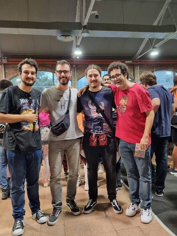 Casi todo el equipo que desarrolló 'Alex Kidd in Miracle World DX'.