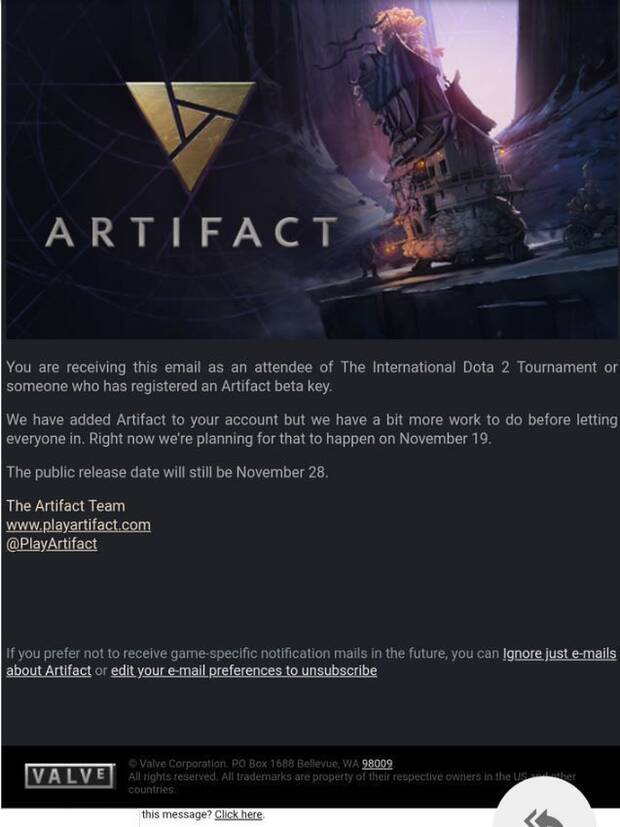 Artifact de Valve habra atrasado su beta al 19 de noviembre Imagen 2