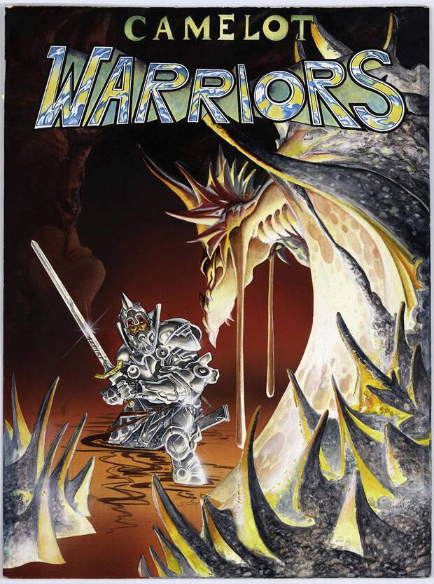 Portada de 'Camelot Warriors', la imagen inferior muestra cómo se ve la portada de Azpiri escaneada la ultra HD.