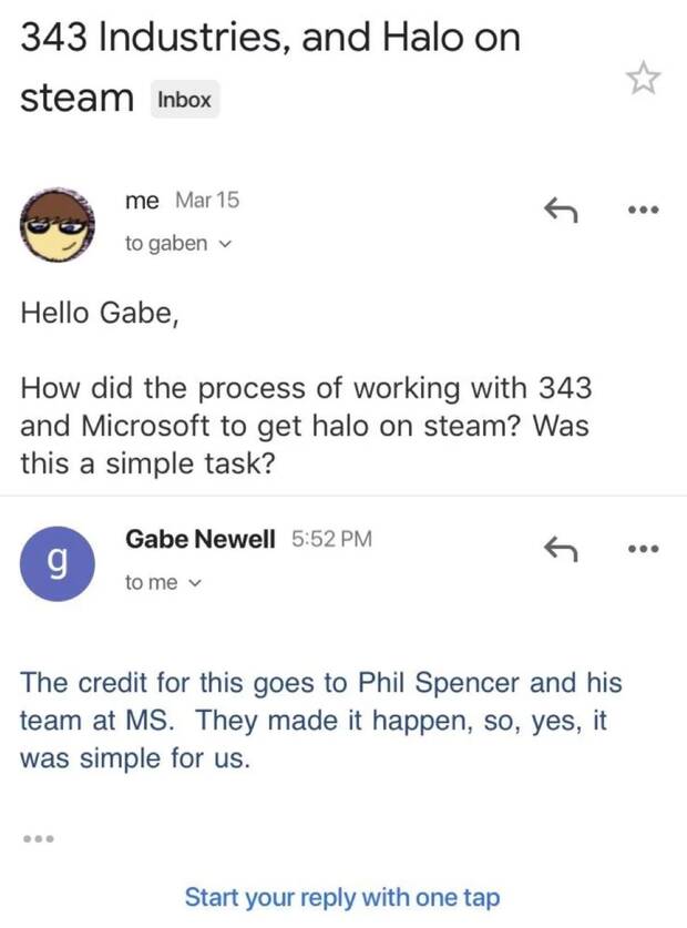 Gabe Newell alaba a Phil Spencer por la llegada de Halo: MCC a Steam Imagen 2