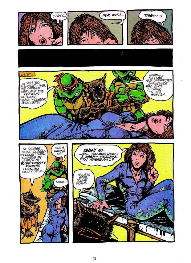 April O'Neil en una de las primeras vietas en color con el personaje