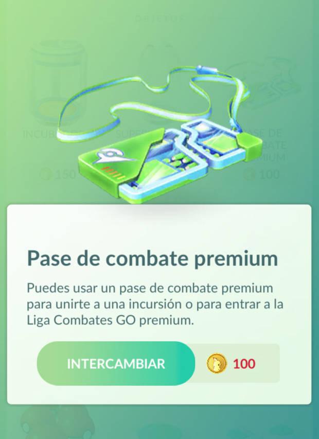 Guía Pokémon Go - Liga Combates Go comprar pases de combate premium
