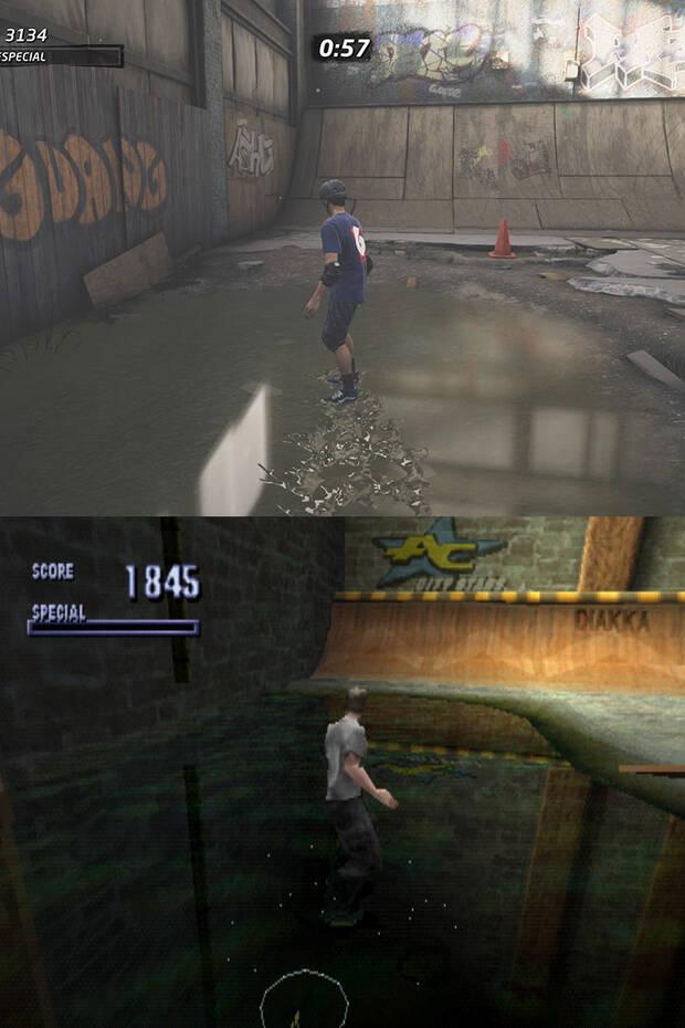 As� han evolucionado los gr�ficos del agua en Tony Hawk's Pro Skater 1+2.