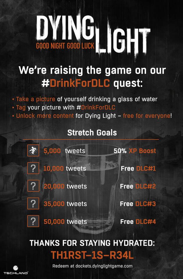 Dying Light y su desarrolladora incitan a los jugadores a beber agua para conseguir recompensas Imagen 2