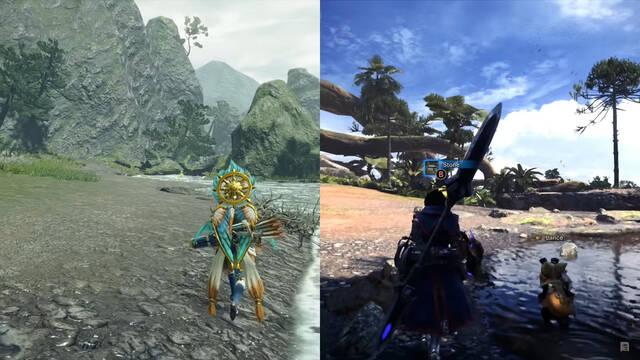 Monster Hunter rise world switch gr�ficos comparativa