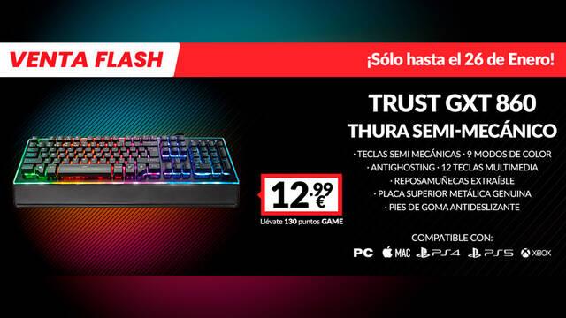 TECLADO GAMING TRUST GXT 860 THURA SEMI-MECÁNICO RGB de oferta en GAME por tiempo limitado 12,99 euros