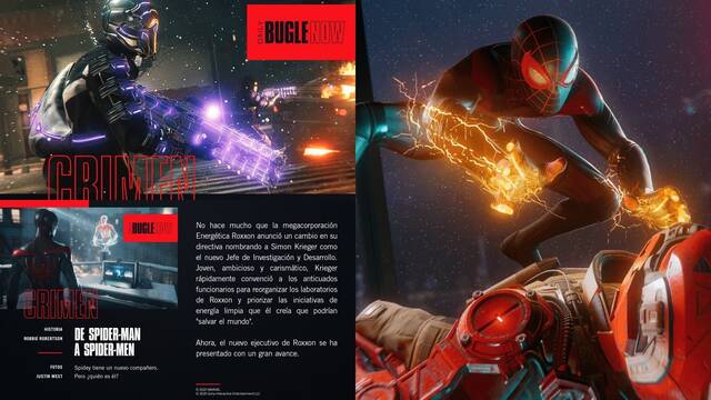 Noticias ficticias del Daily Bugle con información de la trama de Spider-Man: Miles Morales.