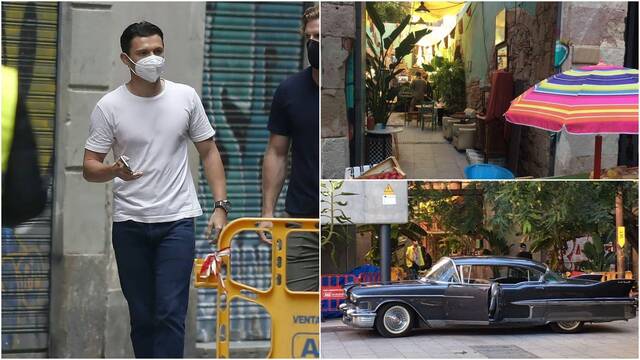 Fotos del rodaje de la pel�cula de Uncharted en el centro de Barcelona.