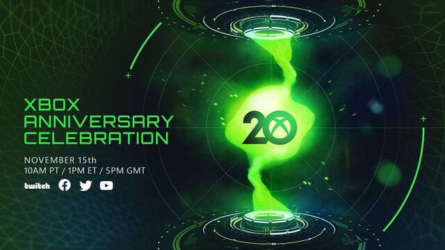 Xbox celebrará su 20 aniversario con un evento digital el 15 de noviembre.