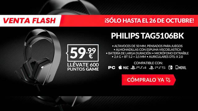 AURICULARES GAMING INAL�MBRICOS PHILIPS TAG5106BK de oferta en GAME por tiempo limitado