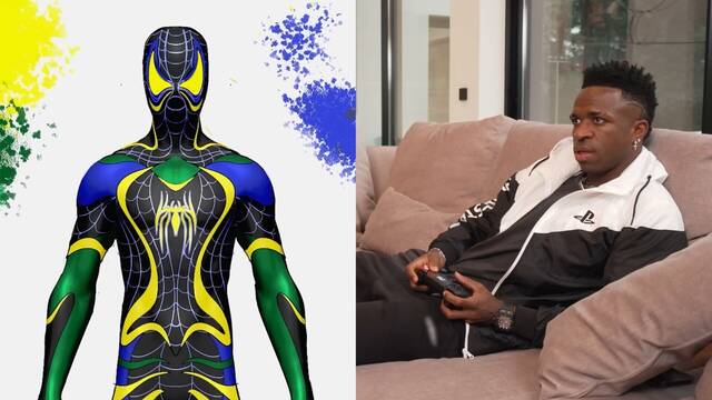 Vinicius Junior muestra el diseño de su traje especial y juega a Marvel's Spider-Man 2