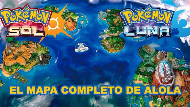 El mapa completo de Alola en Pokémon Sol y Luna - Pokémon Sol / Luna